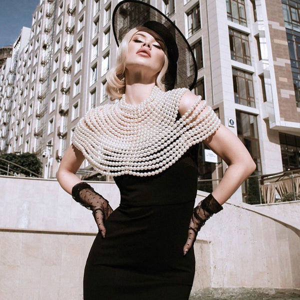 ClamantaBeauty  Collier de perles pour femme - Collier à bavette bijoux pour le corps en perles