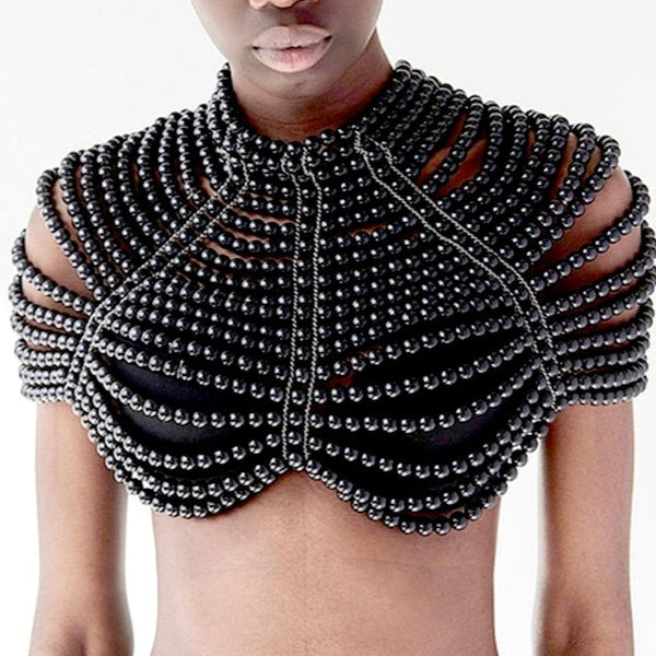 ClamantaBeauty  Collier de perles pour femme - Collier à bavette bijoux pour le corps en perles