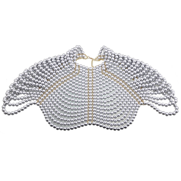ClamantaBeauty  Grris Collier de perles pour femme - Collier à bavette bijoux pour le corps en perles