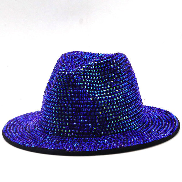 ClamantaBeauty  Marine / 56-58cm Chapeau en Strass -Chapeau à Large Bord pour Homme et Femme