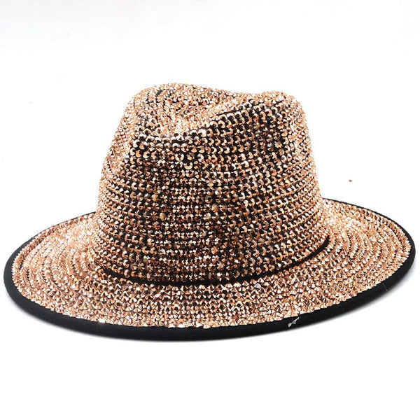 ClamantaBeauty  Marron / 56-58cm Chapeau en Strass -Chapeau à Large Bord pour Homme et Femme