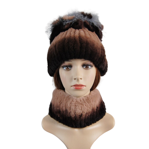 ClamantaBeauty  Marron Chapeau et écharpe en fourrure