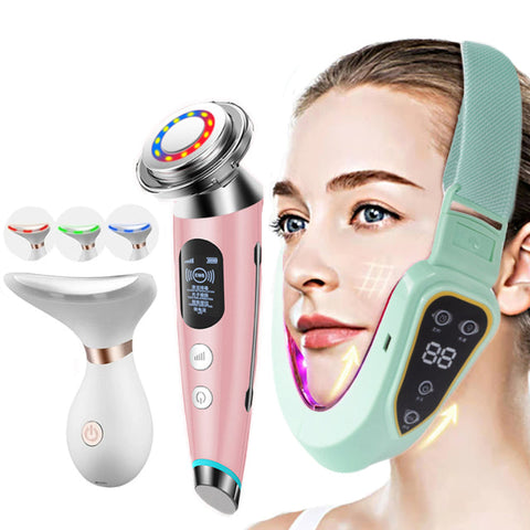 ClamantaBeauty  Masseur Facial Bleu Masseur Lifting du visage -appareil à LED réduire le Double menton