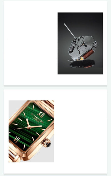 ClamantaBeauty  Montre avec Bracelet cuir cadran rectangulaire pour femme