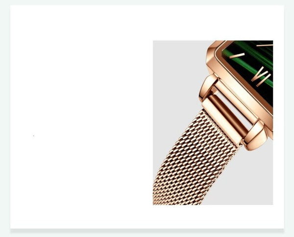 ClamantaBeauty  Montre avec Bracelet cuir cadran rectangulaire pour femme