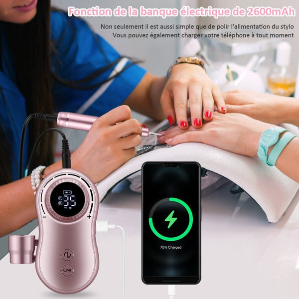 ClamantaBeauty  Perceuse35000rpm Perceuse à Ongles Électrique Rechargeable de 35000 RPM
