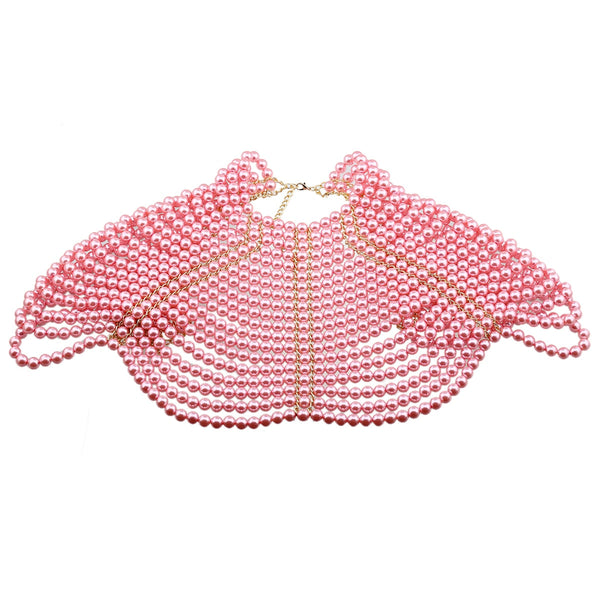 ClamantaBeauty  Rose Collier de perles pour femme - Collier à bavette bijoux pour le corps en perles