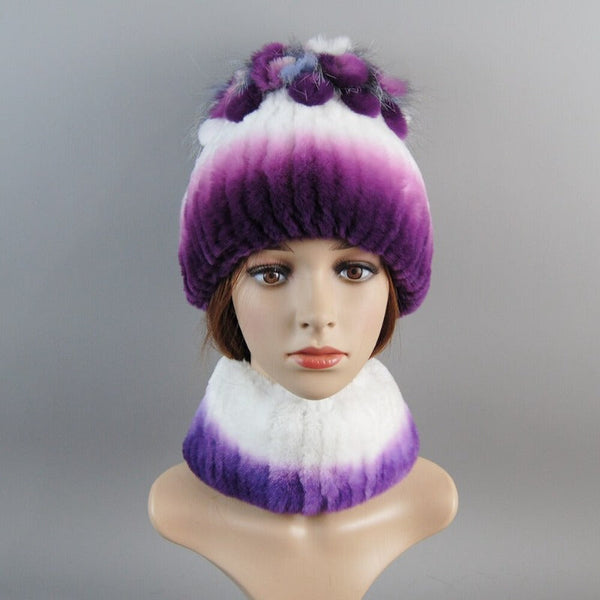 ClamantaBeauty  Violet Chapeau et écharpe en fourrure